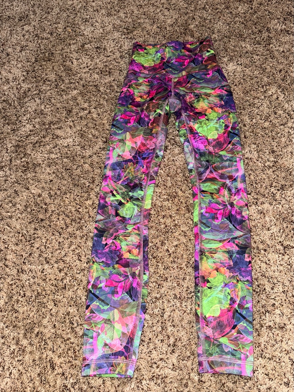 lululemon athletica Neon Floral Leggings - Pink, Green, Purple, Blue